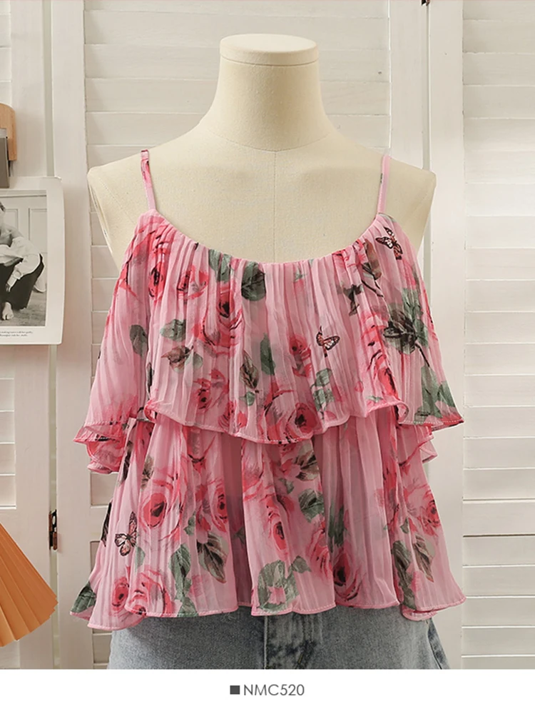 

Женские осенне-зимние майки 2022, свободная тонкая шифоновая блузка с открытой спиной и цветами, новая маленькая универсальная короткая руба...