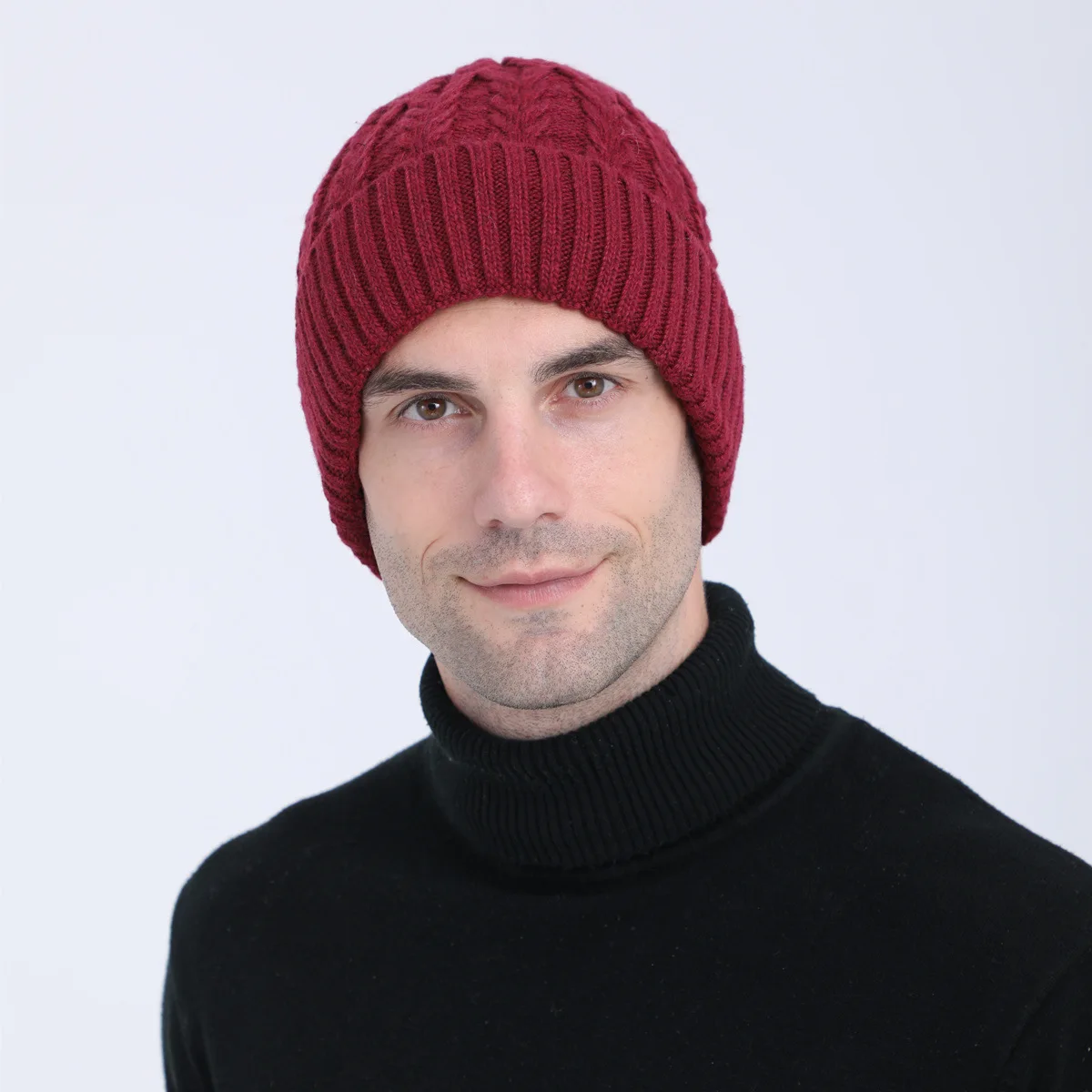 

Men Small Horse Winter warm hat plus velvet thick earmuffs to keep warm outdoor cold-proof knitted hat Unisex pullover cap