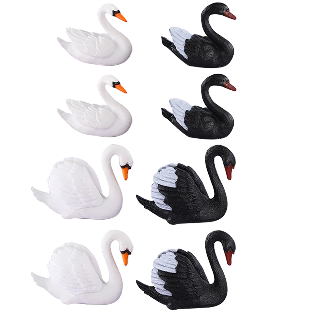 

Swan Figurine Mini Figurines Animal Statue Decoration Figure Garden Couple Figures Miniature Cake Black Sculpture Ornament