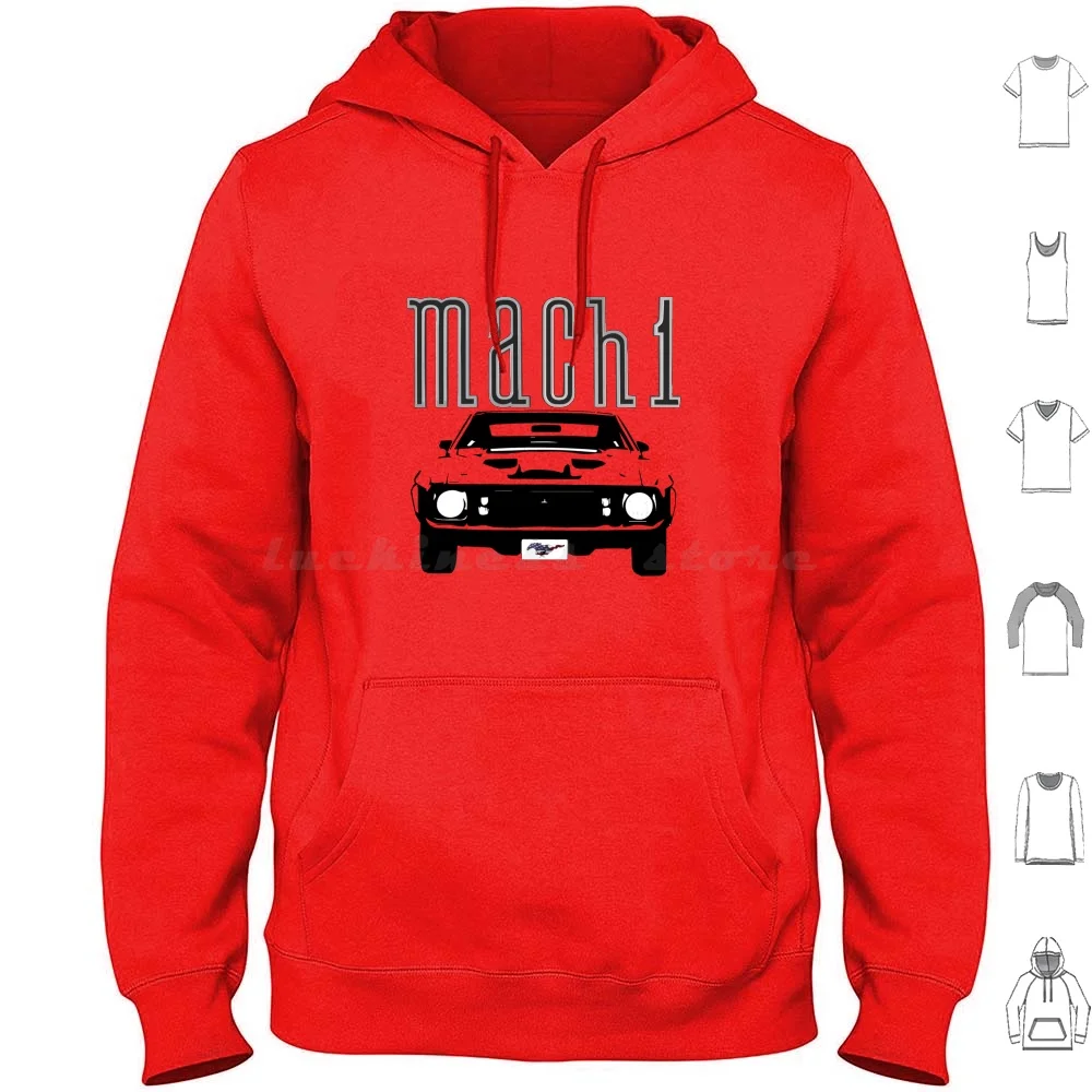 

1973 Mach 1 Hoodie cotton Long Sleeve Classic Car Muscle Car Mach 1 V8 Fastback Coupe Hot Rod Retro Hotrod Vintage Mach 1