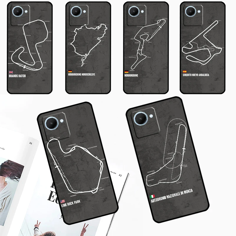 Формула 1 F1 гоночный контур для Realme GT 5 Pro GT3 Neo5 9 10 11 12 Plus C25s C21Y C30 C31 C33 C51 C53 C55 C35 чехол