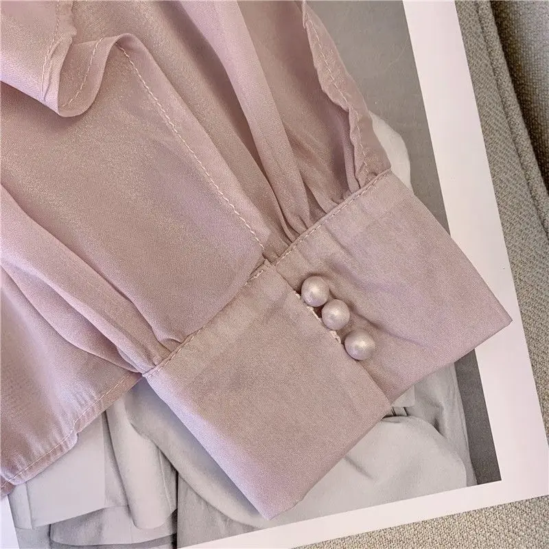 Высококачественная Женская Однотонная рубашка в западном стиле с бантом Женский