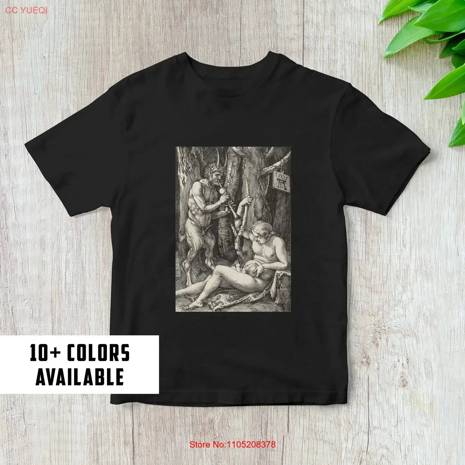Фото Художественная футболка Albrecht Durer Satyr Family 1505, винтажная эстетичная история эпохи Возрождения, винтажная стильная модная растянутая футболка №1