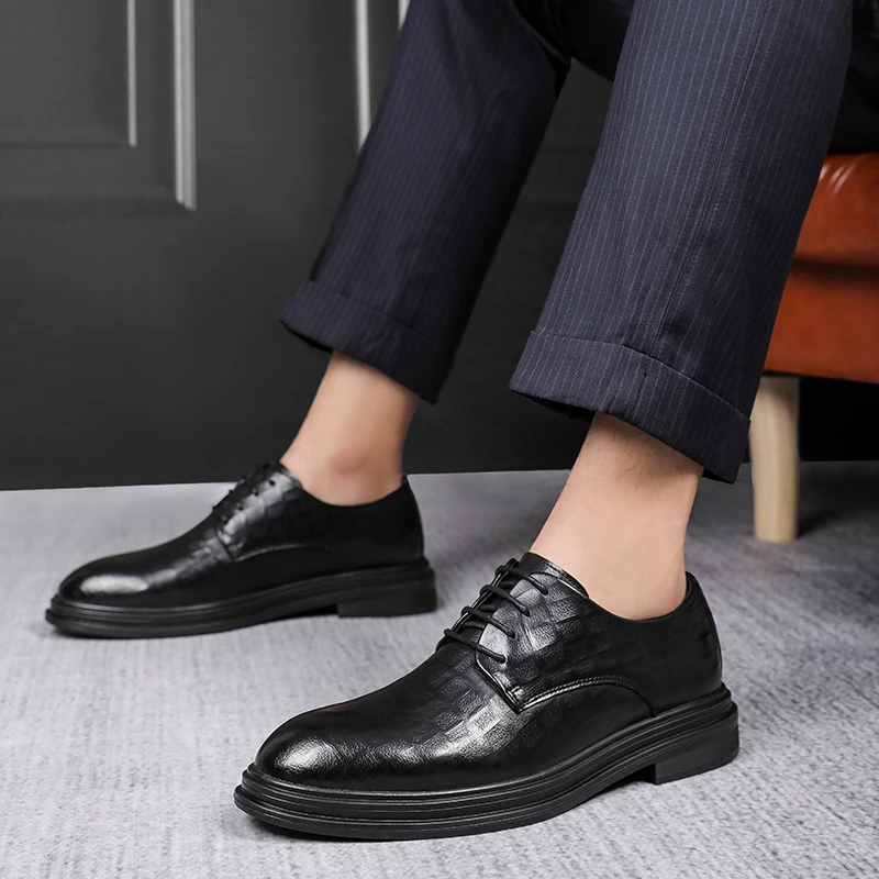 

Men's Leather Shoes 2023 Spring New Thick-soled Comfortable Non-slip Fashion Men's Shoes Casual Business Leather Shoes