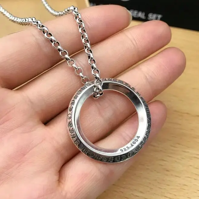 Кулон-Кольцо из стерлингового серебра модный креативный кулон с круглой пряжкой