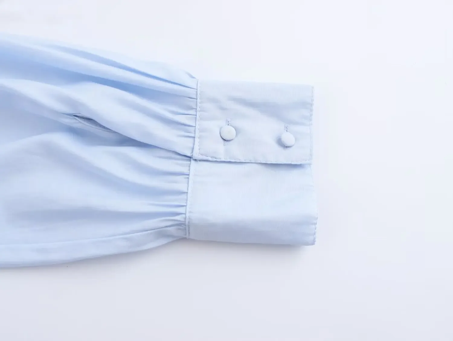 2024 Autumn New Women's Fashionable Solid Color Long Sleeve Top European and American Cross-border Style Lantern with But