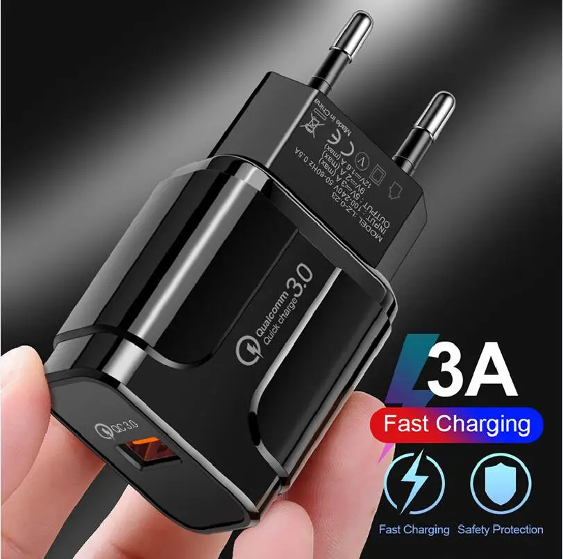 

10pcs/lot Quick Charge USB QC3.0 Fast Charging EU/US Plug Adapter USB Wall Charger For iPhone Samsung Xiaomi