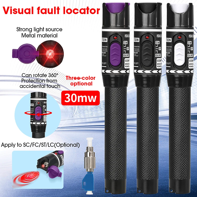 COMPTYCO 30MW Visual Fault Locator Optical Cable Tester FTTH Fiber Optic Tester Pen Type Red optical fiberLight