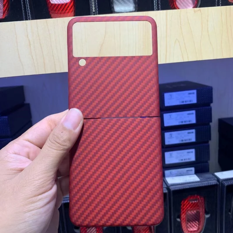 Real Carbon Fiber Phone Case For Samsung Galaxy Z Flip 3 Carbon Fiber Case Aramid Fiber Cover For Galaxy Z Flip3 Ultra-thin Case