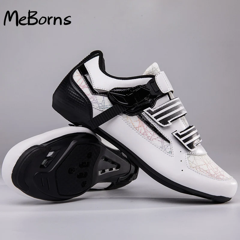 

Men Women Sport Road Bike Shoes Outdoor Women Speed Cycling Sneakers Mtb Gray White Man Cleats Bicycle Sneakers Self-locking