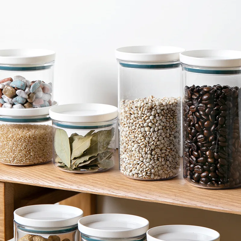 Japanese-style Sealed Jar Kitchen Food Grain Storage with Lid Plastic Transparent Box Small Tea Tin Bottle Container |