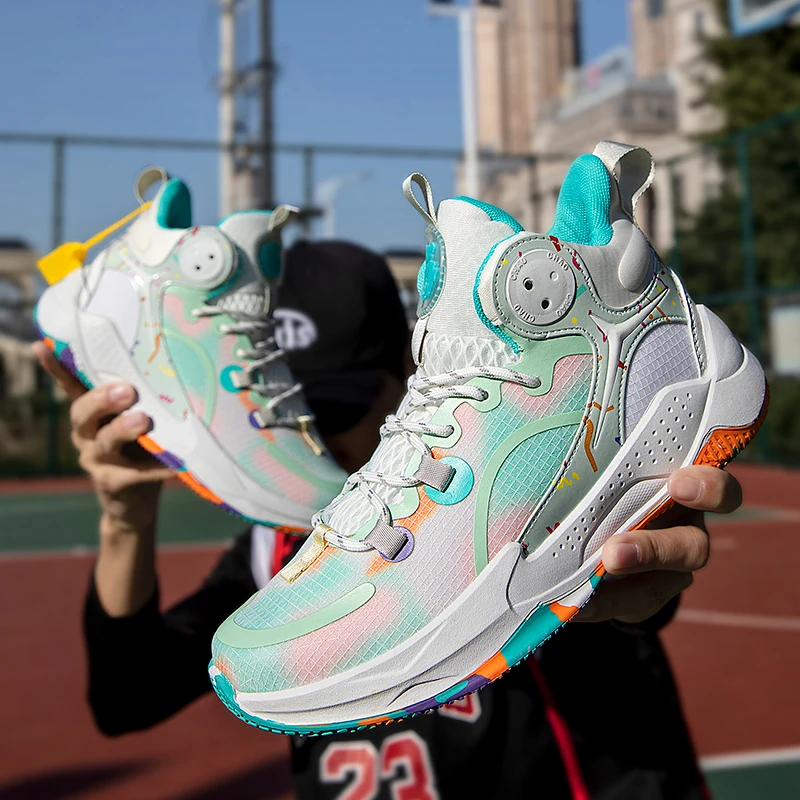 Men's Basketball Shoes Breathable Cushioning Non-Slip Wearable Sports Shoes Gym Training Athletic Basketball Sneakers for Women