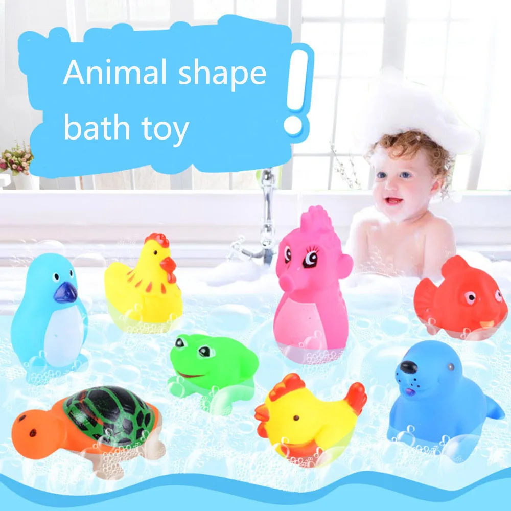 

13Pcs Bath Toys Lovely Mixed Animals Swimming Shower Toys Colorful Childen Float Squeeze Sound Bathing Rubber Ducks Kids Toddler
