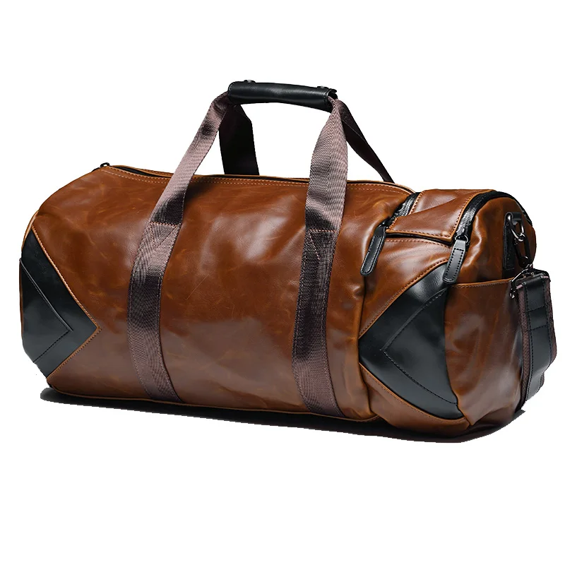 2023 Travel Bags Large Capacity High Quality PU Leather Handbag Shoulder Bag Gym Training Bag
