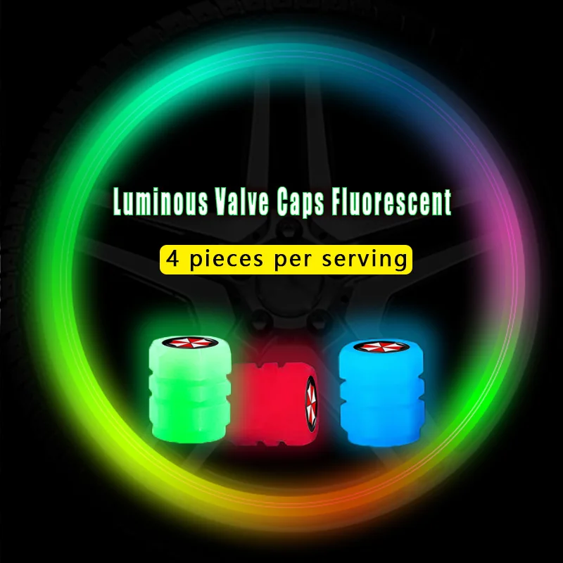 

4Pcs Car Tyre Fluorescent Valve Caps Luminous for Umbrella Corporation Tvirus Academy Cosplay Funko Corp Pen Car Accessories