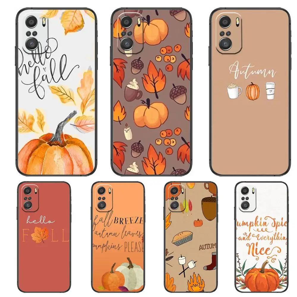 

Pumpkin happy fall Phone Case For xiaomi redmi 11 Lite pro Ultra 10 9 8 MIX 4 FOLD 10T Black Cover Silicone Back Prett