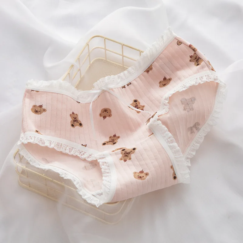 M-XL Cotton Panties Women's Cartoon Underwear Sexy Lace Girl Cute Soft Briefs Female Underpants Ladies Lingerie |