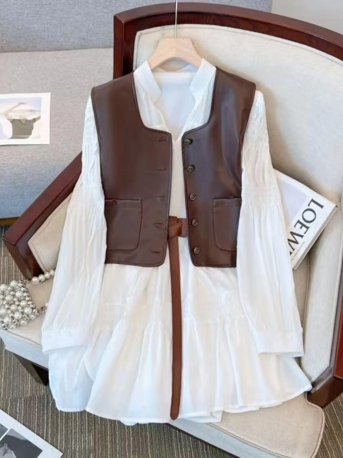 Подлинный продукт счетчик распродажи экспорт французское платье-рубашка в стиле