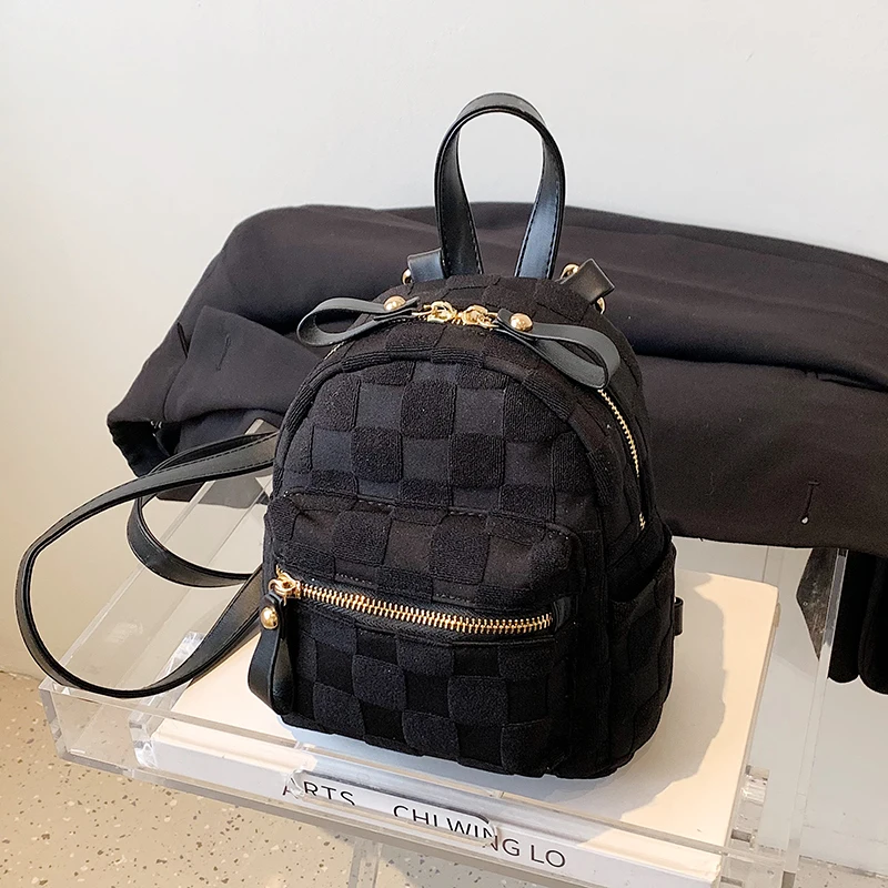 Summer Plaid Nylon Women Backpack New Korean Students Samll Pink Jacquard Schoolbag Fashion Girls Travel Single Shoulder Bag