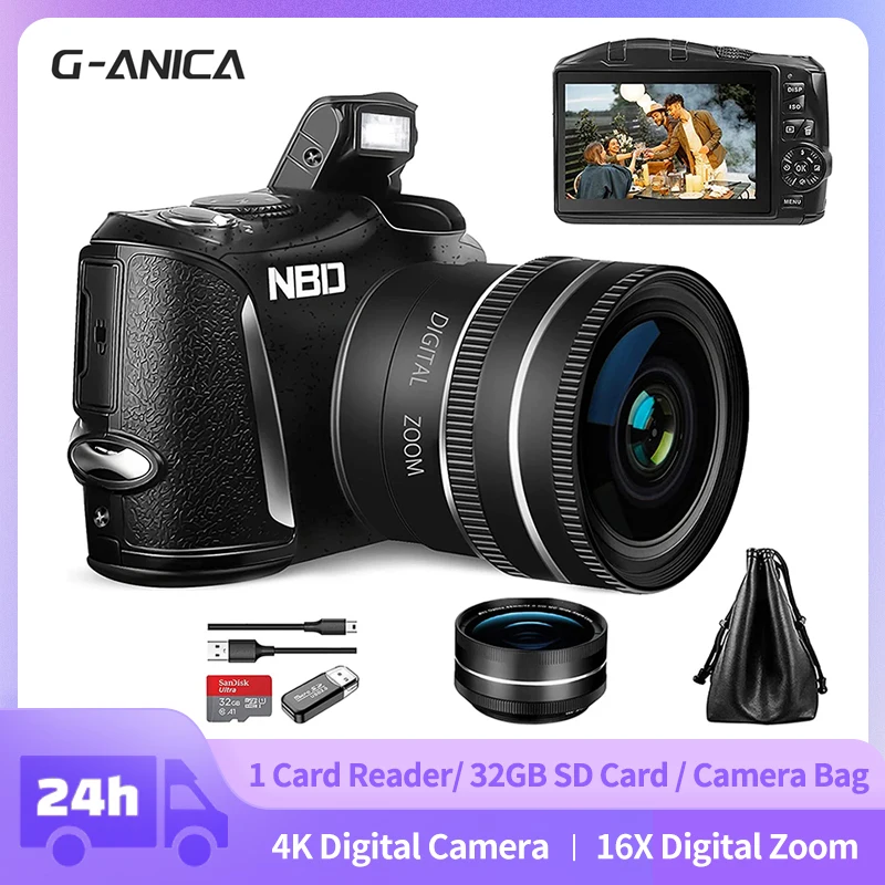 Digital Camera for Photography and Video 4K 48MP Vlogging Camera for YouTube 16X Digital Zoom 52mm Wide Angle & Macro Lens