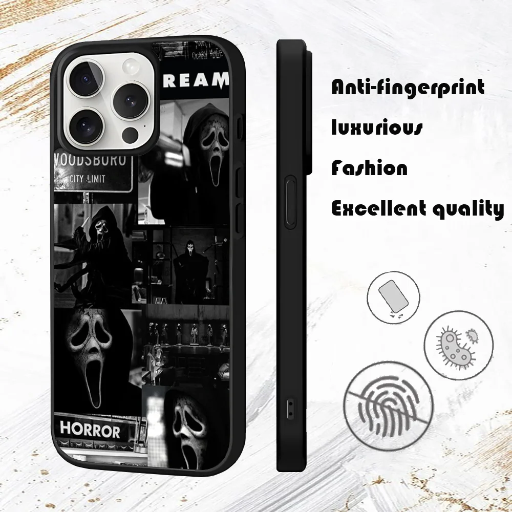 Ghostface Horror Scream Art Phone Case For iPhone 16 15 14 13 12 11 Pro Max Plus Mini PC Fashion mirror phone case