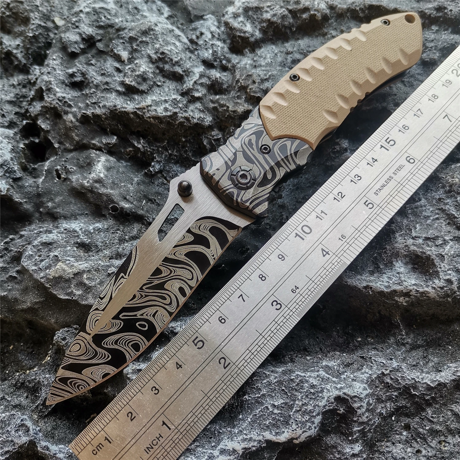 Складной нож с красочным рисунком карманный клинок 7CR13 рукоятка G10 тактические