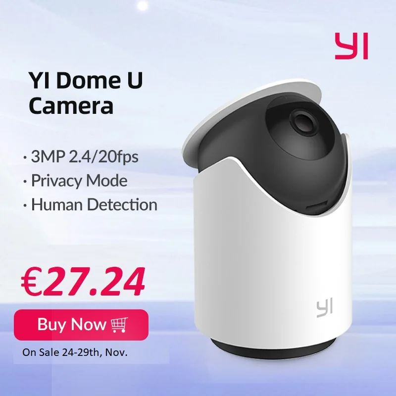  YI Dome U Security Indoor Cam Pan  &  Tilt IP 1080P with Wi-Fi Human  &  Pet AI Video Surveillance Voice Assistant Compatibility 