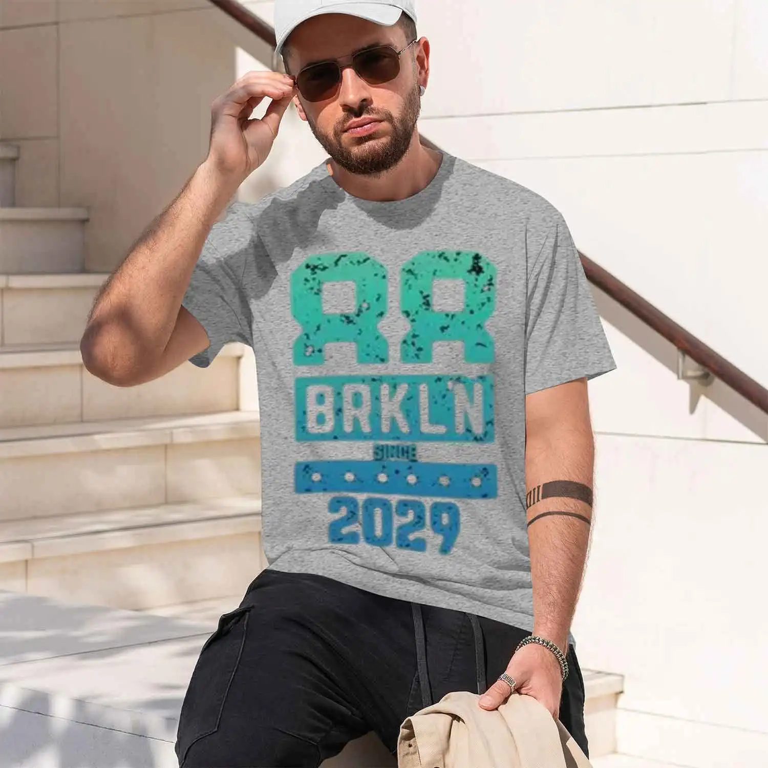 Фото Мужская футболка Graph Tee Brkln с 2029 года - Brkln с 2029 года, новая модель 2026 года, футболка с коротким рукавом и круглым вырезом, классическая повседневная, в различных цветах №3