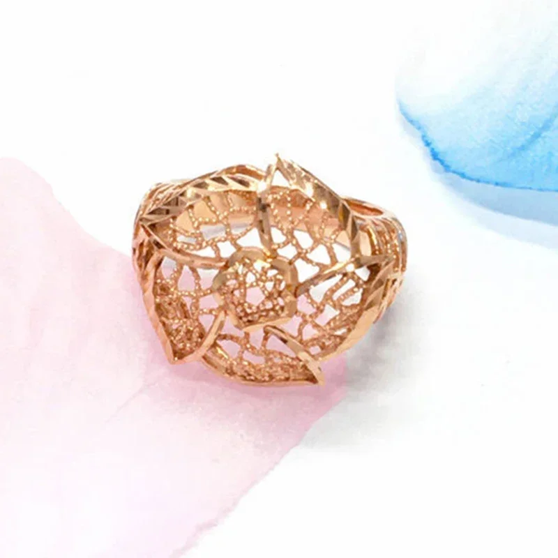 585 Фиолетовое Золото 14 К Роза Полые Открытия Элегантная Атмосфера Роскошные