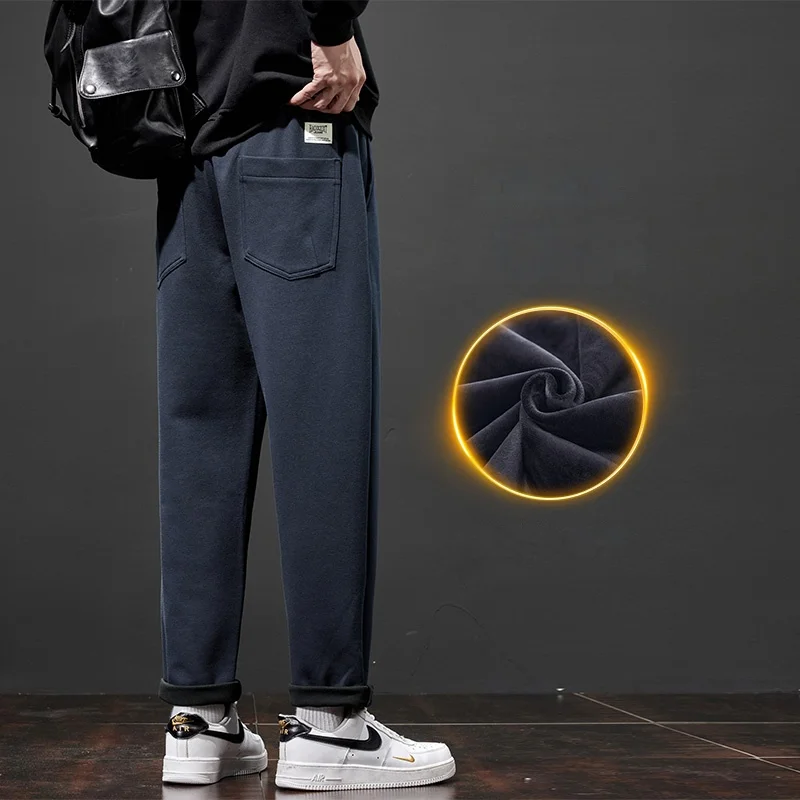 Мужские повседневные брюки новинка осень-зима 2023 плотные свободные прямые с