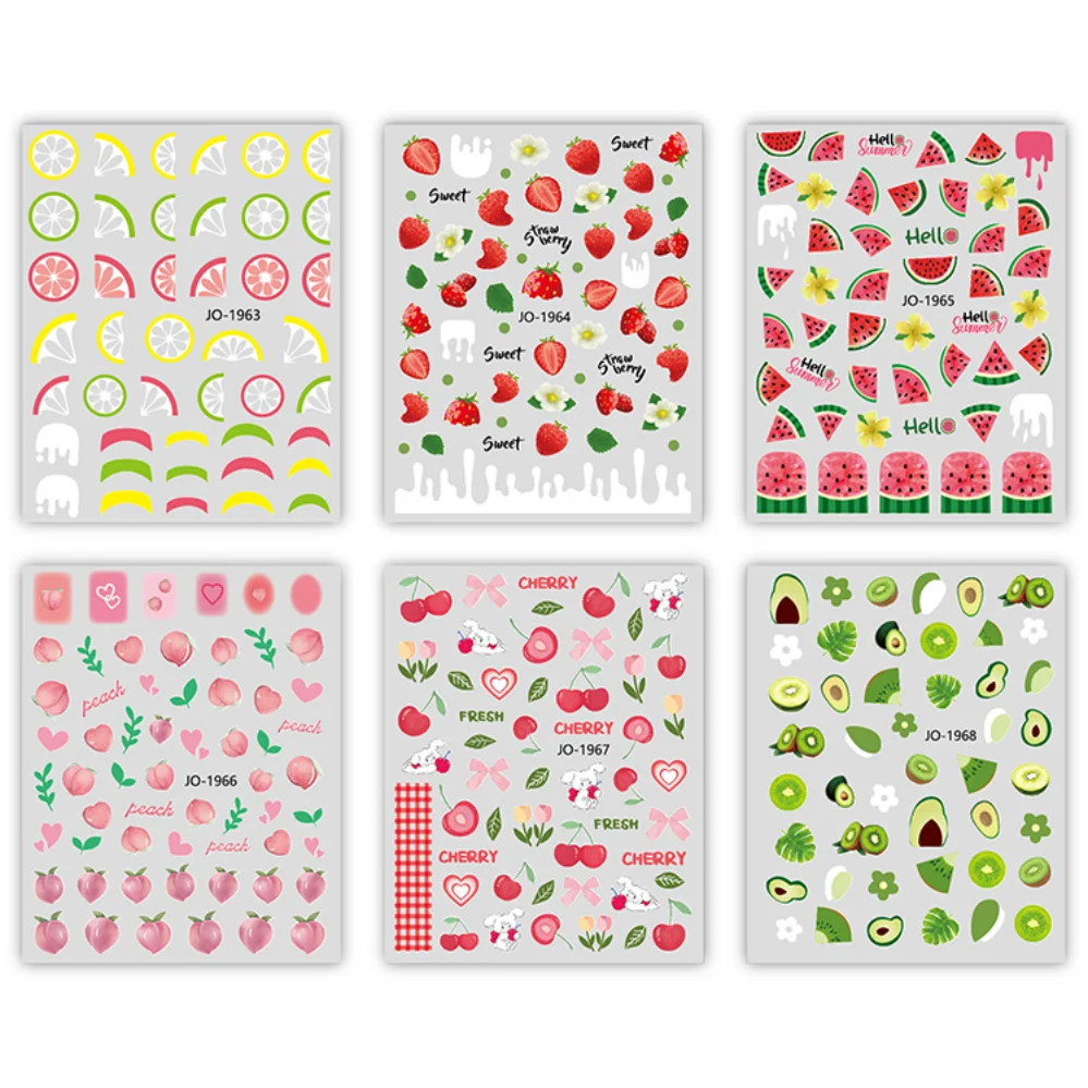 

Fruit Nail Art Stickers Decals Lemon Strawberry Watermelon Water Transfer Slider Nail Design Foils Sticker Sliders Tattoo Decora