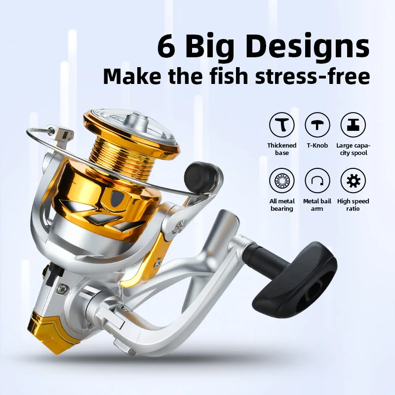 Рыболовная катушка с металлическим механизмом прялка нейлоновый материал