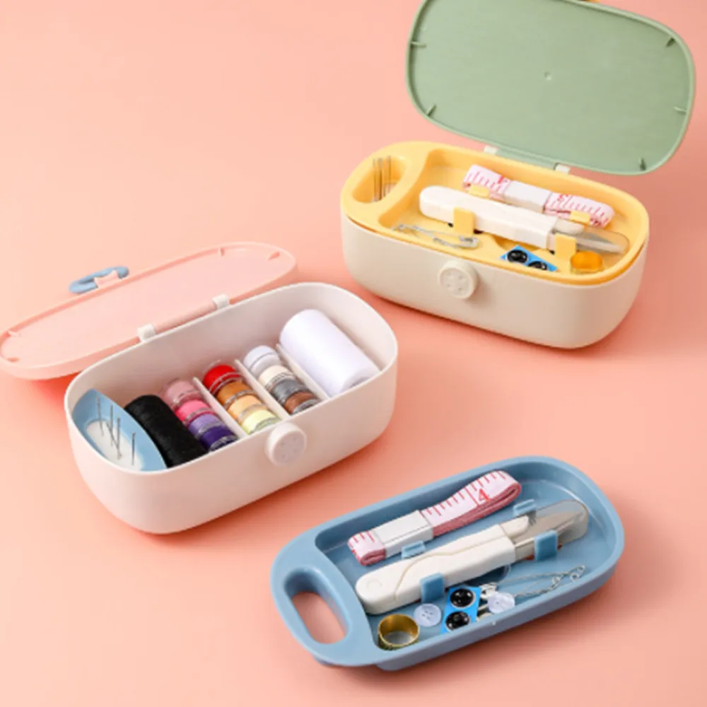 

1 Pcs Handmade SewingFabric Craft Thread Needle Storage Box Organizer For Home