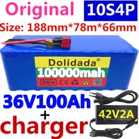 100 original 36v battery 10s4p 100ah battery pack 1000w high power battery 42v 100000mah ebike electric bike bms42v2a charger