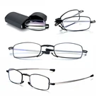 1 шт. складные очки для чтения, женские с чехлом, портативные металлические бриллиантовые очки высокой четкости для мужчин, очки для дальнозоркости + 1,0  4,0