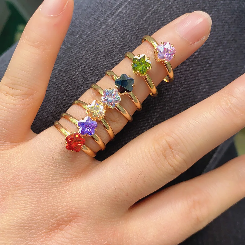

Wholesale 2021 New Random Style Hot Selling Fashion Simple Open Flower Diamond Ring Couple Men Women Wedding Gift