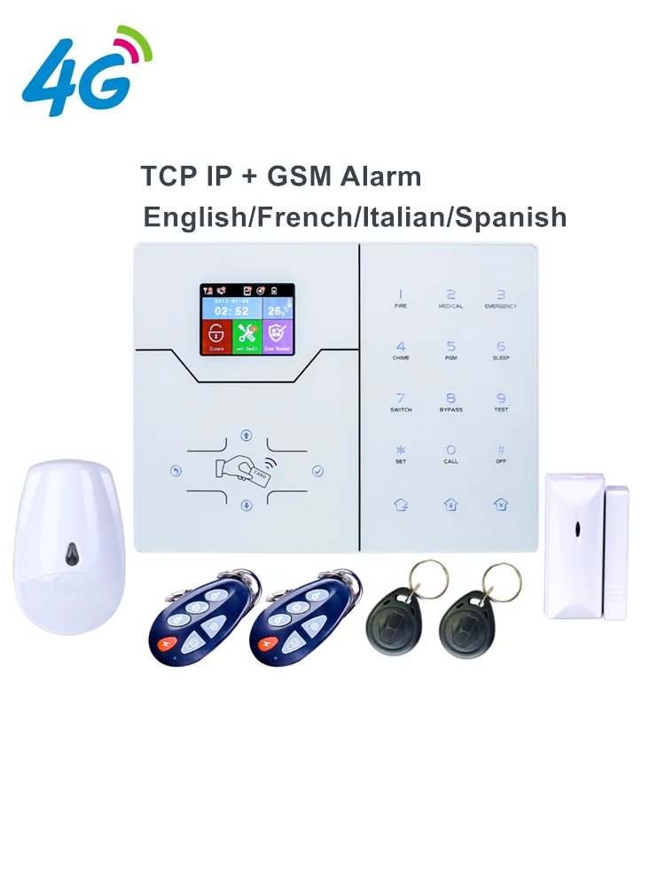 4G 433 МГц меню Englih TCP IP и GSM система охранной сигнализации для дома с WebIE управлением