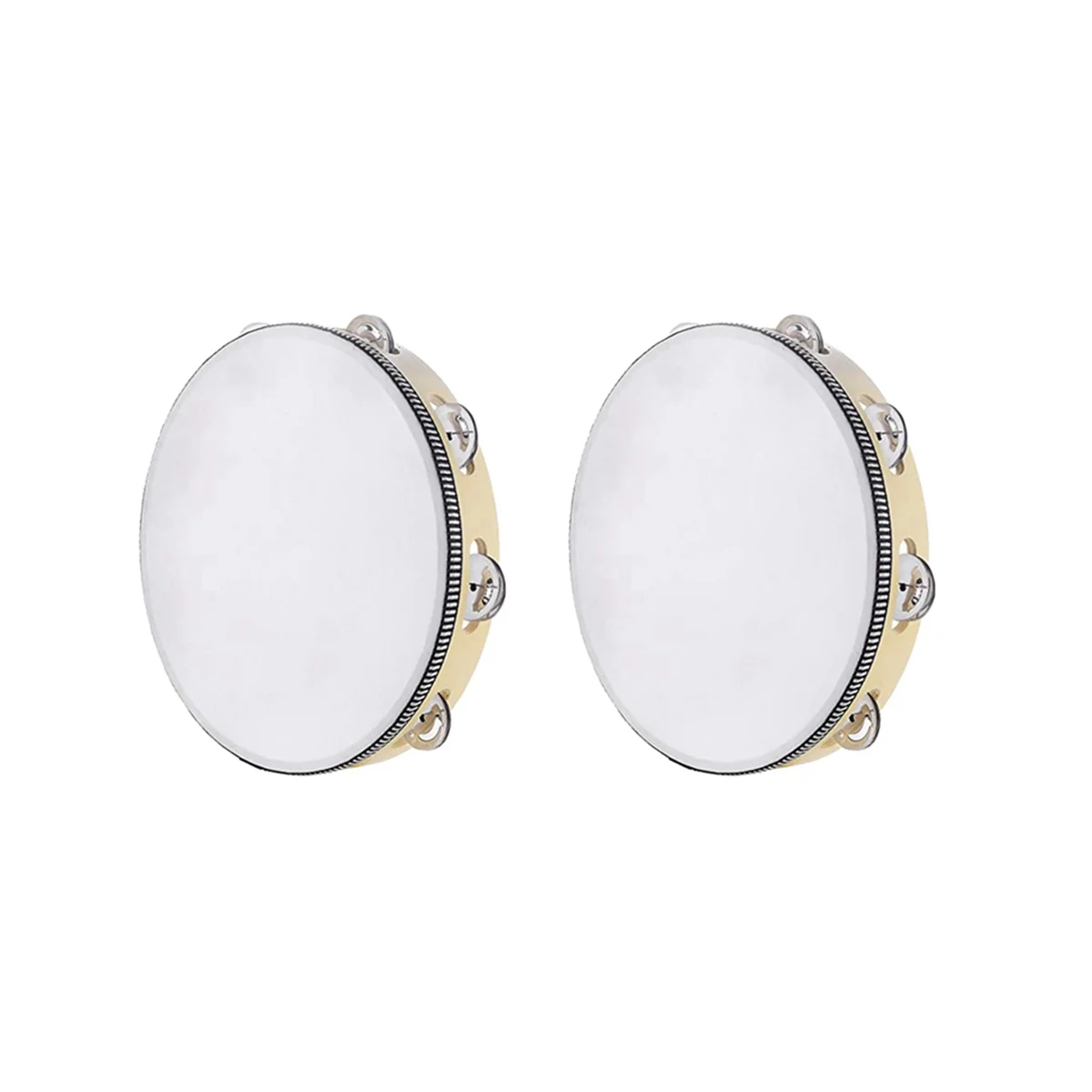 

10 Inch Handheld Tambourine Metal Jingle Percussion Educational Musical Instrument for KTV Party Kids Games (2Pcs)