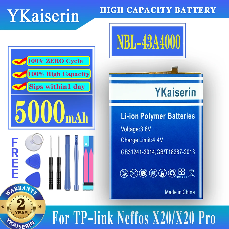 

5000mAh NBL-43A4000 Battery For TP-Link Neffos X20/X20 Pro X20Pro TP7071A TP9131A NEW Original YKaiserin Mobile Phone Battery