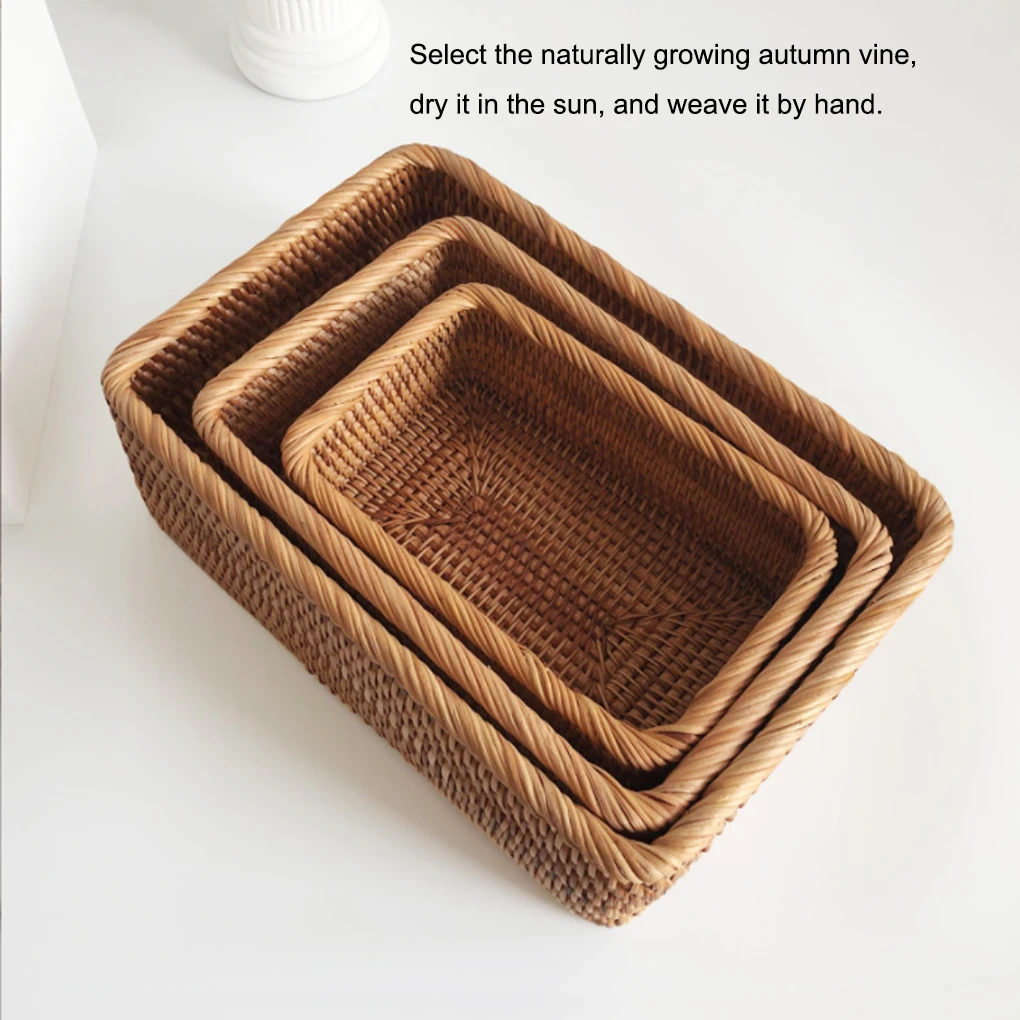 

Портативная прямоугольная корзина для хранения из ротанга ручной работы