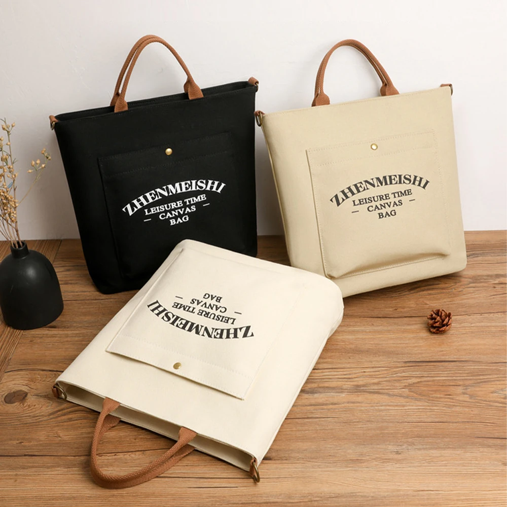 New Female Tote Bags Large-Capacity Ladies Handbag Canvas Shoulder Bag Simple Casual College Style Shopping Bag Messenger Bags