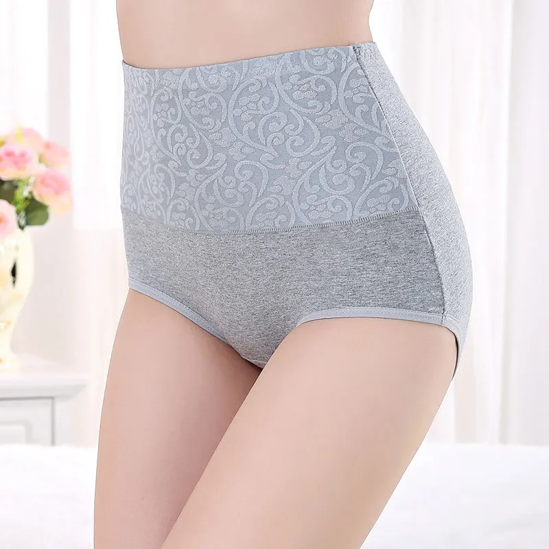 

Cotton Underwear Women High Waist Large Size Briefs Underpants Female Breathable Knickers Intimates Women's Jacquard Panties