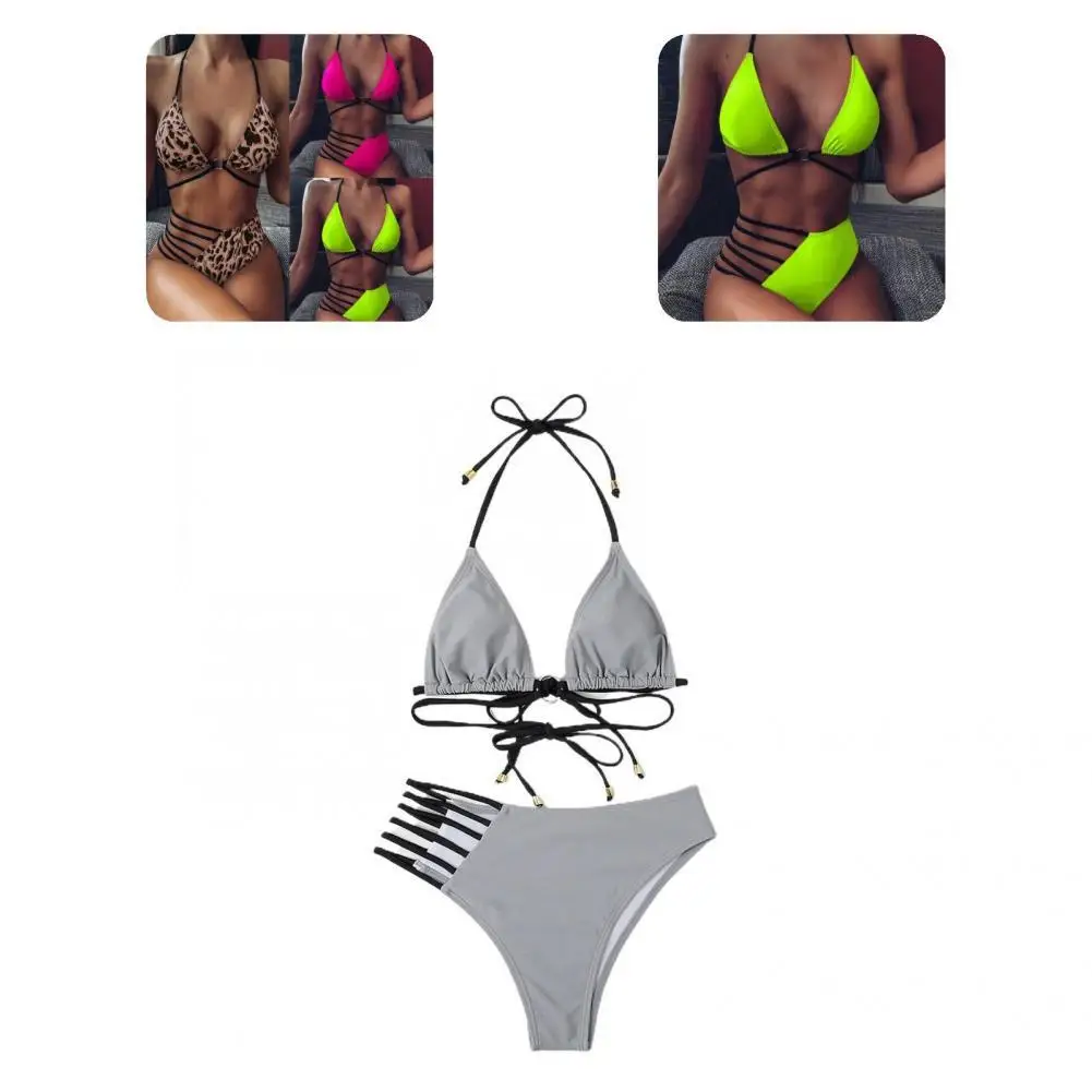 

Удобные новые сексуальные брифы, комплект бикини, эластичный купальный костюм с круглой металлической пряжкой для пляжа