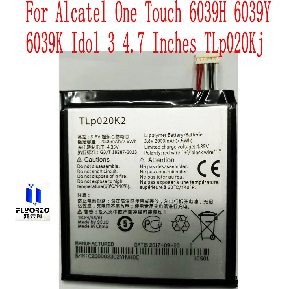 

New High Quality 2000mAh TLp020K2 Battery For Alcatel One Touch 6039H 6039Y 6039K Idol 3 4.7 Inches TLp020Kj Mobile Phone
