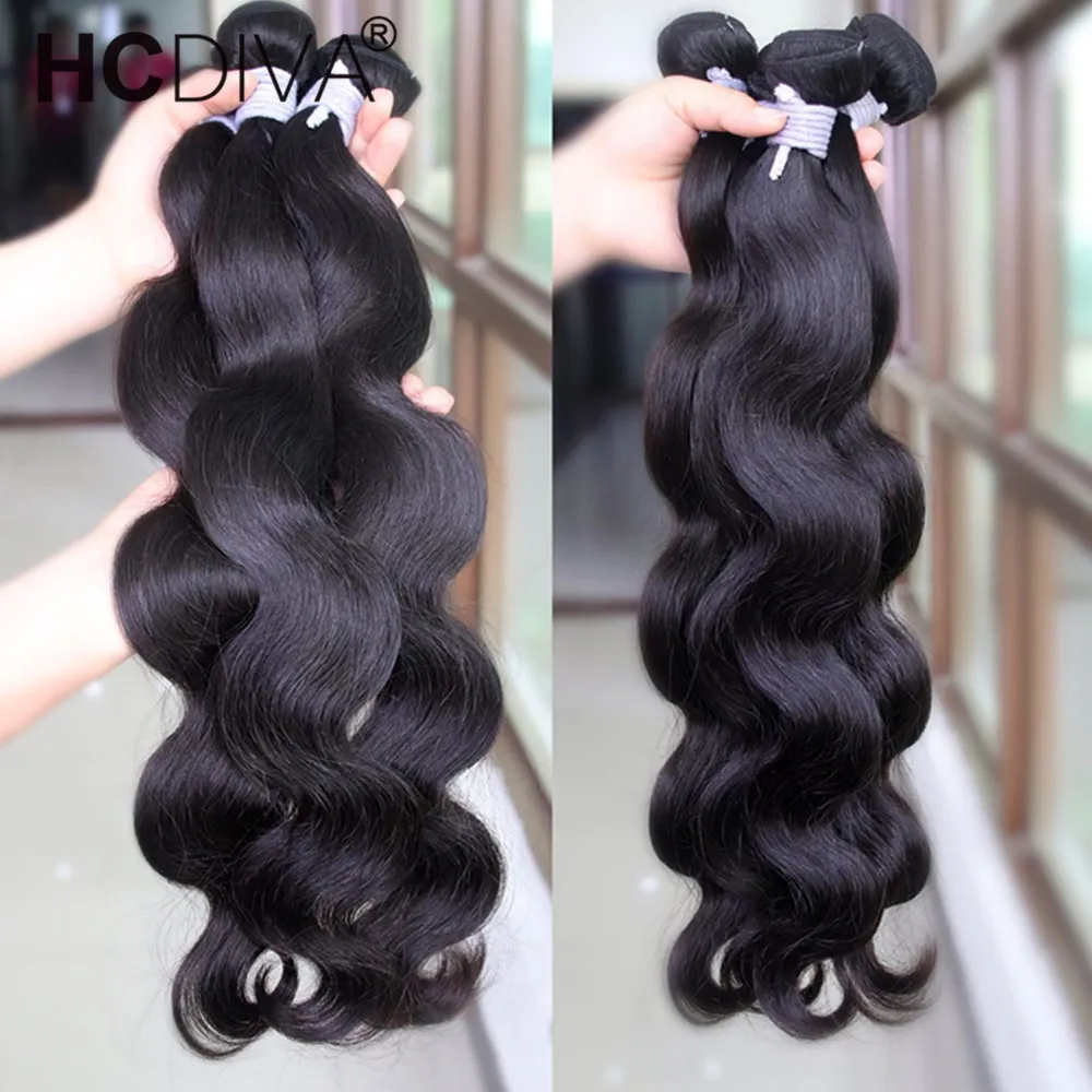 Body Wave Bundles Brazilian Hair Weave Bundles 1/3/4 PCS Human Hair Bundles Natural Black Double Draw 8-40