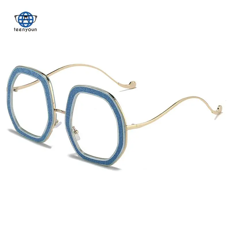 

Teenyoun Eyewear New Goose Egg Big Frame Decorative Optical Eyeglass Frame Ins Online Popular Punk Blue