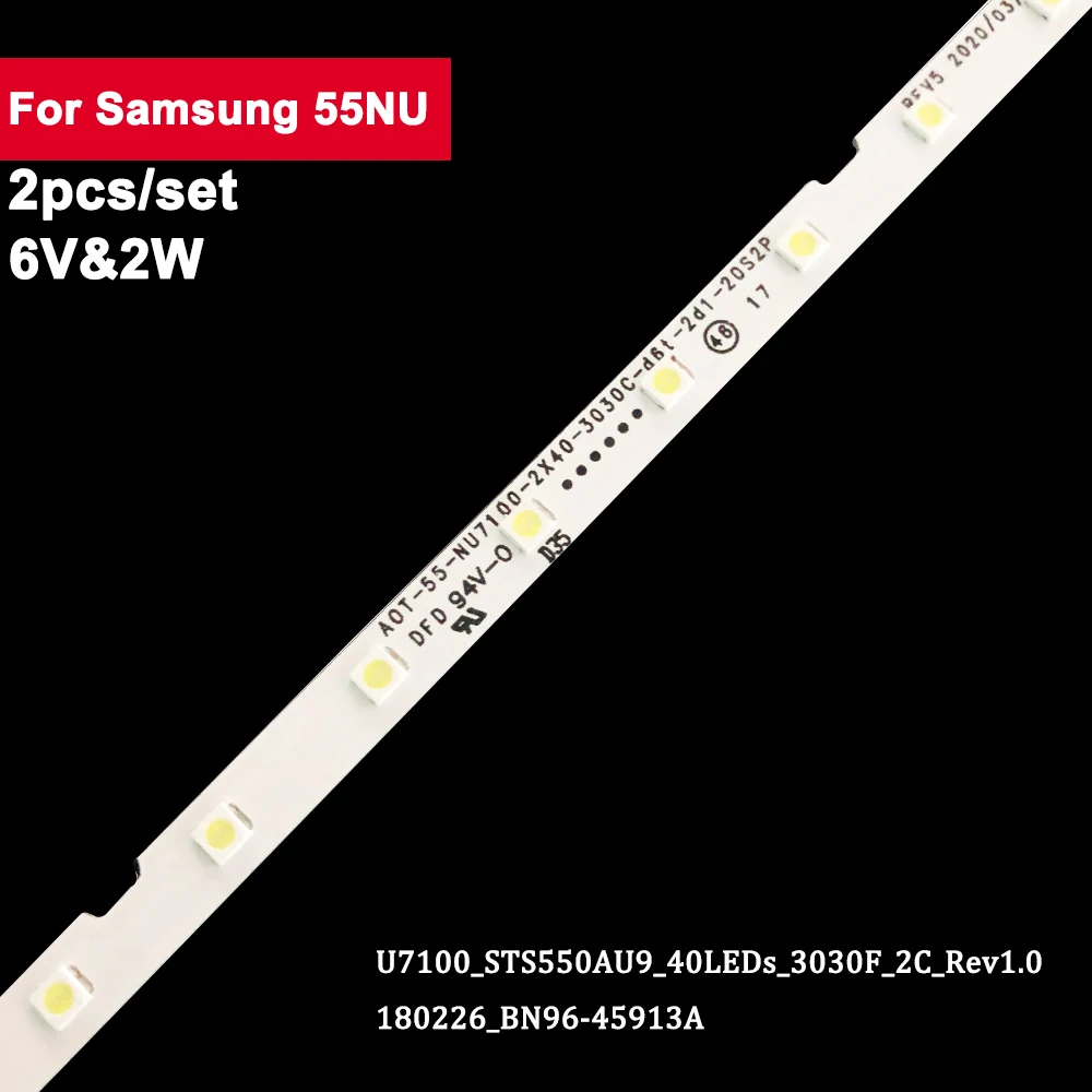 2Pcs/Set 6V Led Backlights Strips For Samsung 55NU NU7100_STS550AU9 BN96-45913A 597mm Backlight Led Tv Parts Repair 55NU7300