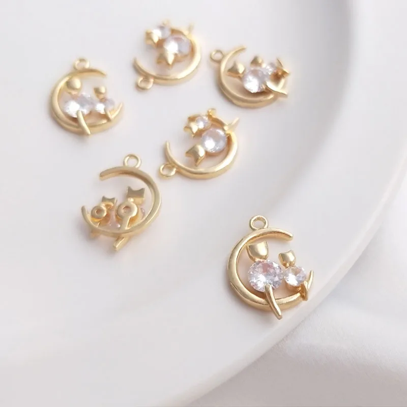 

1-100Pcs Trendy Alloy Moon Cat Pendant Necklaces for Women Fashion Accessories Jewelry Making Necklaces Bracelet Gifts