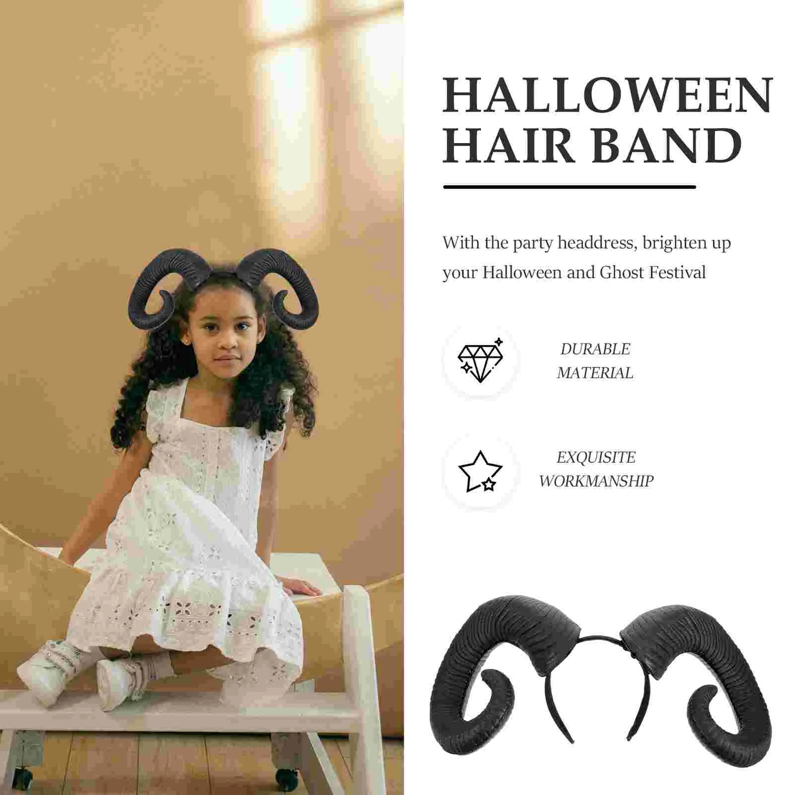Повязка на голову Хэллоуин детский обруч для макияжа рог 23x20 см креативная