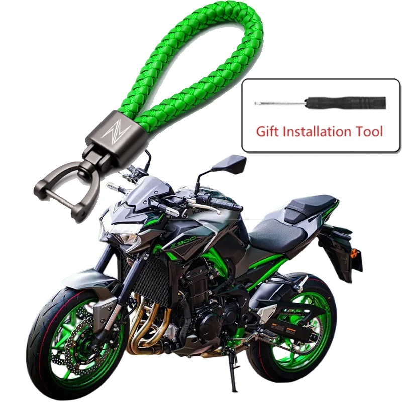 

Аксессуары для ключей для Kawasaki z900, z400, z300, z650, z750, z800, z900rs, z1000/R H2, брелок для ключей на мотоцикл, новинка 2023, брелок с плетеной веревкой